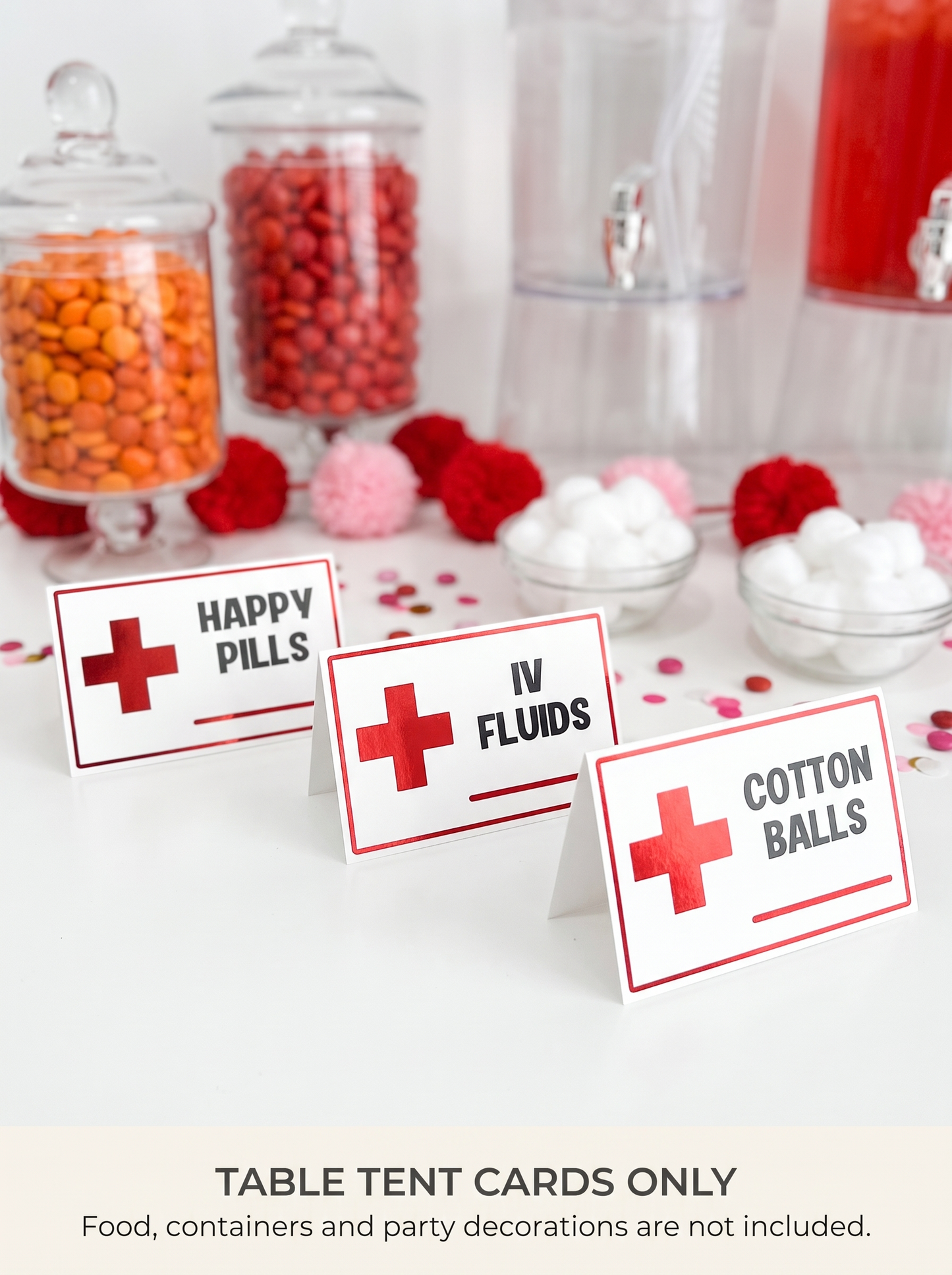 Nurse Graduation Party Table Tent Cards – 12 Pack (Red Foil) for Party Labels