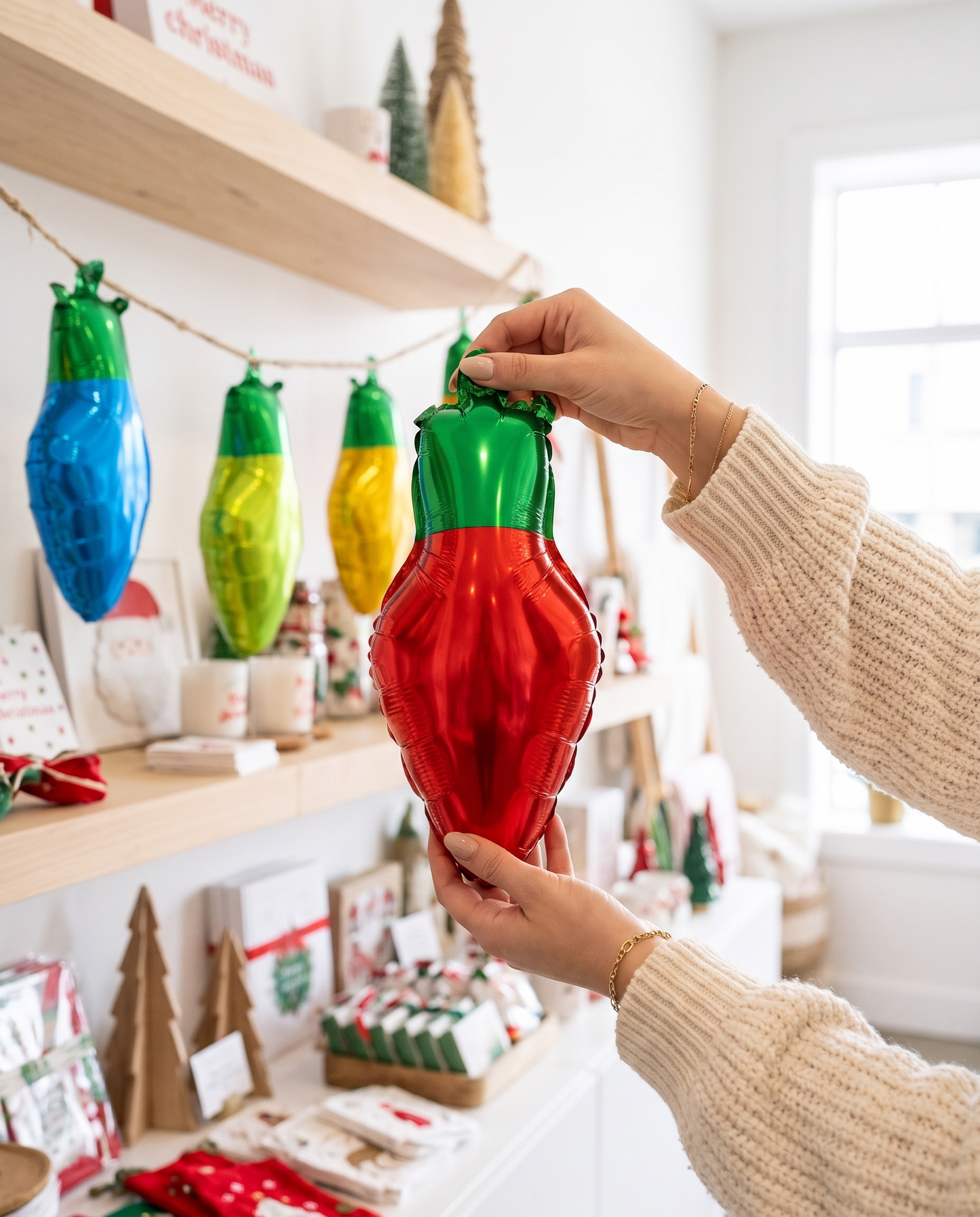 Christmas Bulb Light Balloon Set of 4: Christmas Office party decorations