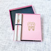 Dental-Themed Stationery Set – Pink Notebook & Crystal Pen Gift Box