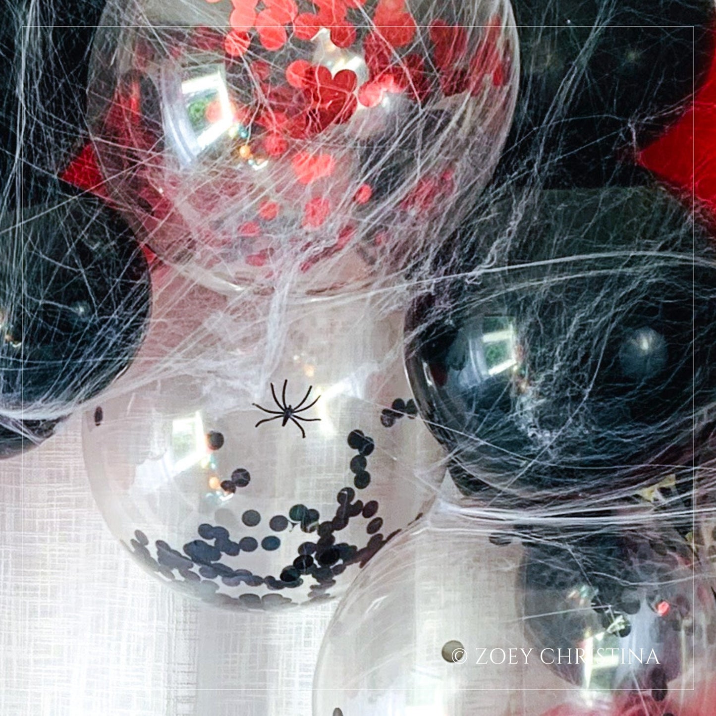 🕷️ Black & Red Balloon Garland Kit with Faux Spider Web Accent [Other colors Available]