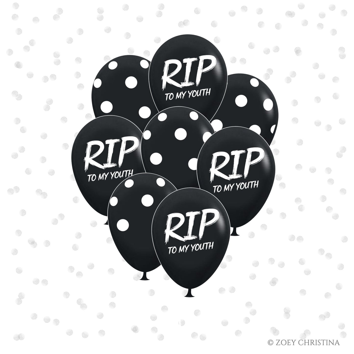 Multi Pack - Death to my 20s party decorations, Youth Twenties RIP Party, Black balloon bouquet, RIP to my youth Black balloon party for her
