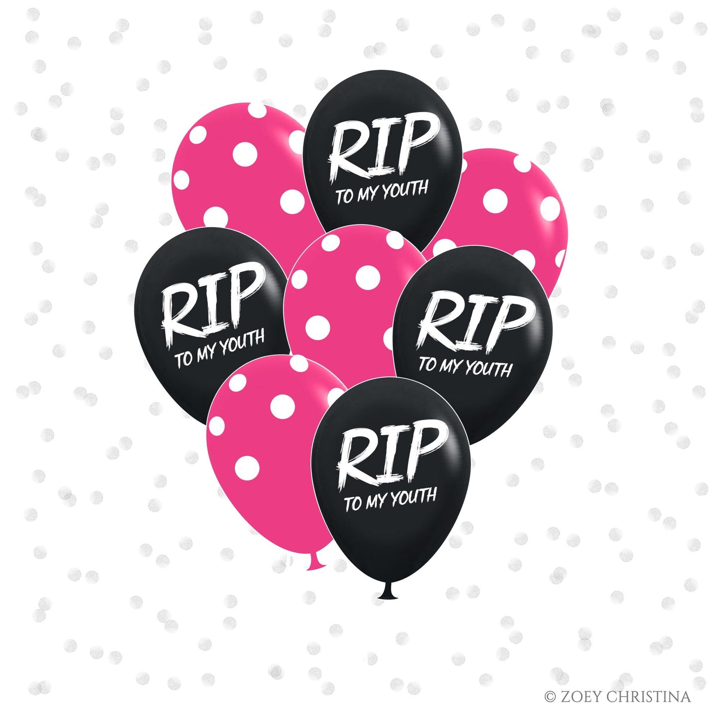 Multi Pack - Death to my 20s party decorations, Youth Twenties RIP Party, Black balloon bouquet, RIP to my youth Black balloon party for her