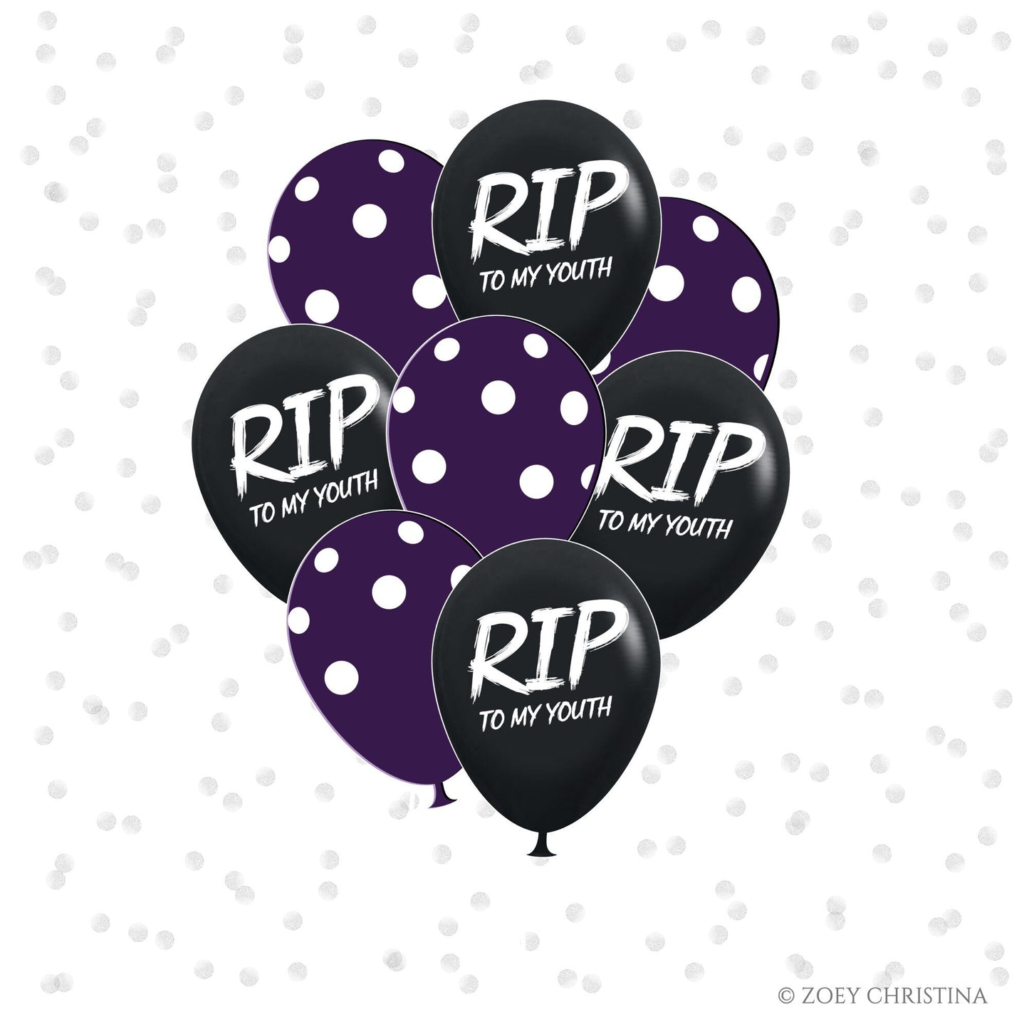 Multi Pack - Death to my 20s party decorations, Youth Twenties RIP Party, Black balloon bouquet, RIP to my youth Black balloon party for her