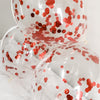 Red Confetti Balloons – Clear Latex Balloons with Red Foil for Nurse & Cherry Parties