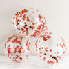 Red Confetti Balloons – Clear Latex Balloons with Red Foil for Nurse & Cherry Parties