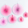 Pink & White Hanging Accordion Fans – 6-Pack Party Decorations