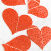 Red Glitter Heart Garland Backdrop: Bridal Shower, Photo Booth Decor (12 Strips)
