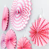 Pink & White Hanging Accordion Fans – 6-Pack Party Decorations
