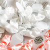 Last Disco Party Hair Ties – Pink & White with Glitter Disco Ball Charm