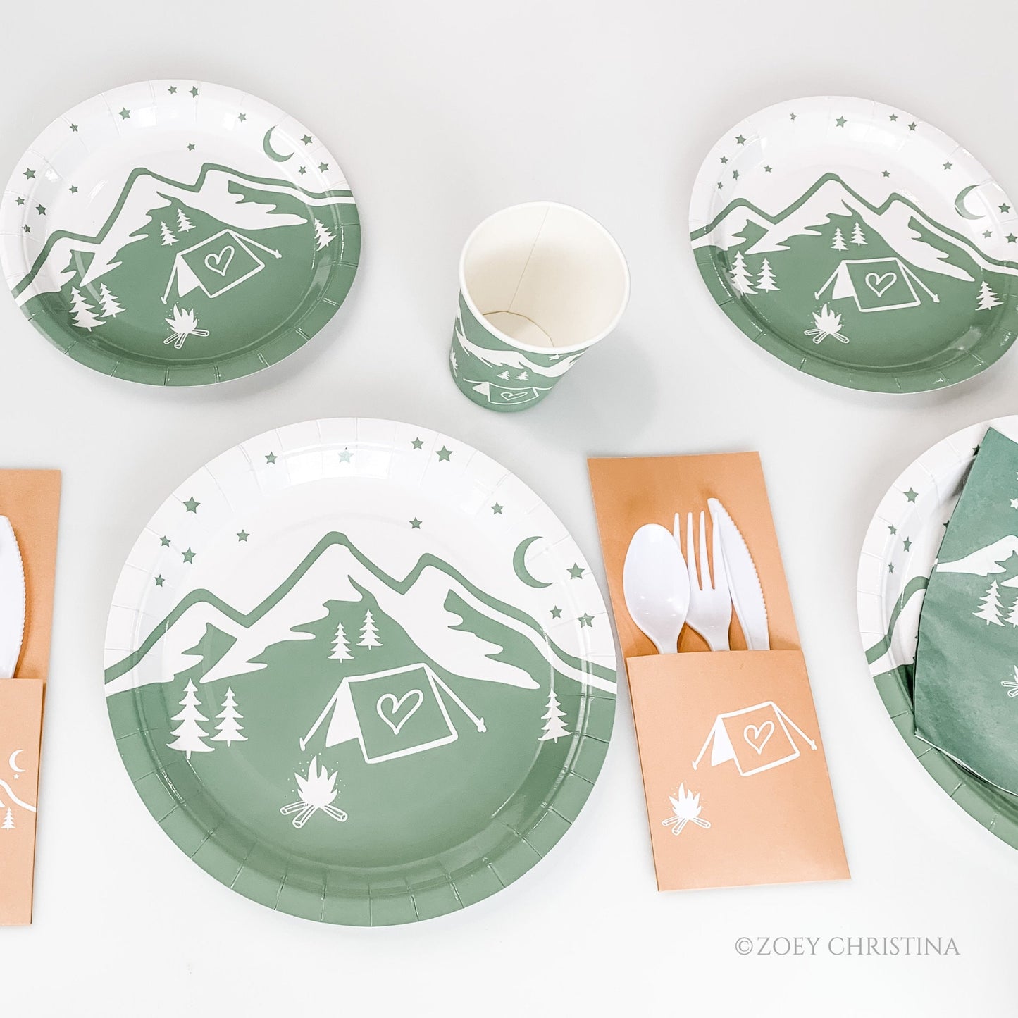 Camping Bachelorette Party Decorations: Plates, Cups, Napkins, Cutlery