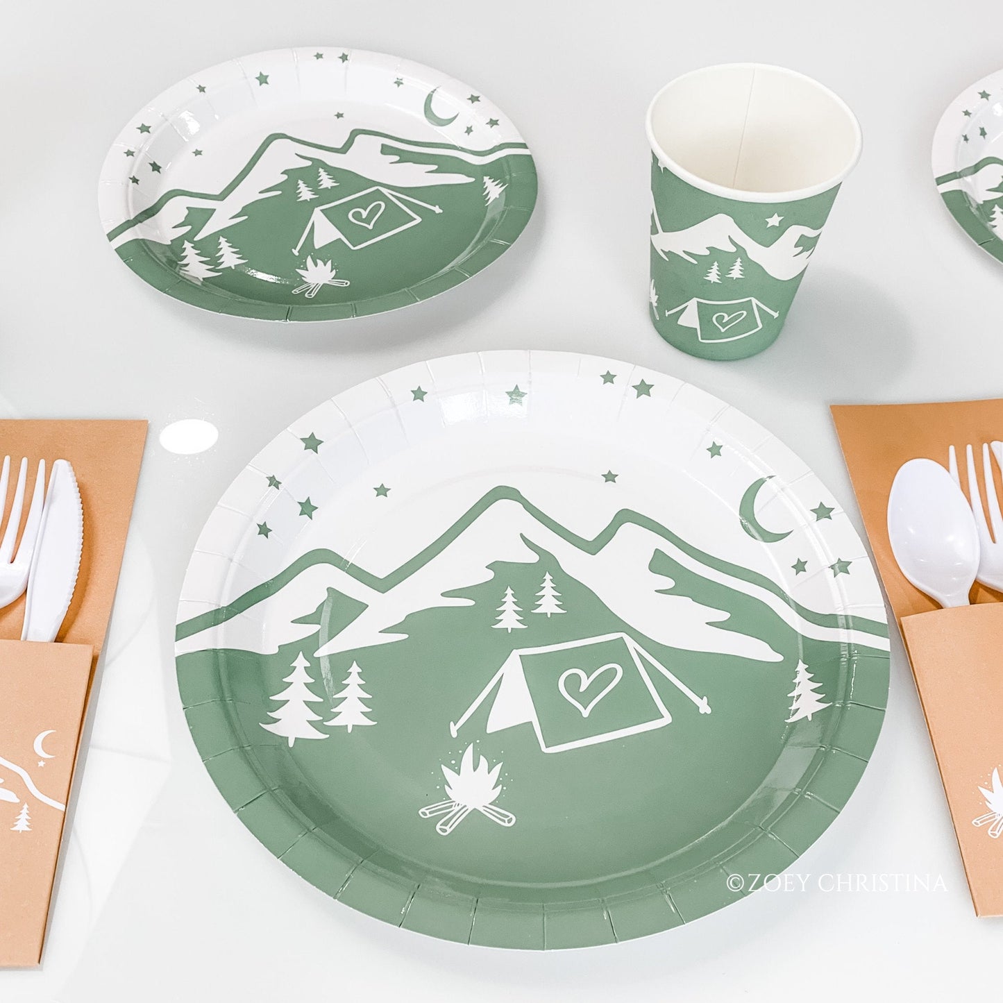 Camping Bachelorette Party Decorations: Plates, Cups, Napkins, Cutlery