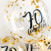 70 & Fabulous Confetti Balloons – 12" Gold or Rose Gold 70th Birthday Decor
