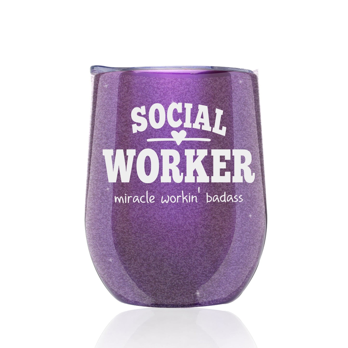 Funny Social Worker Gift: Iridescent Purple Travel Wine Tumbler