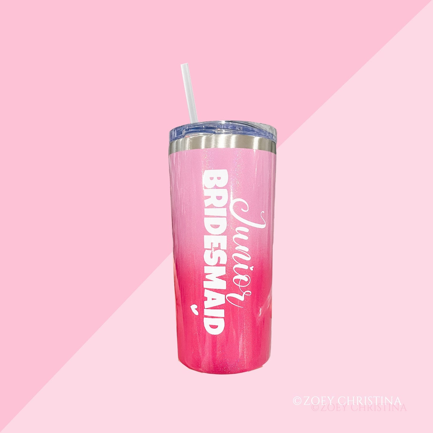 Junior Bridesmaid Tumbler: Pink Ombré Stainless Steel, 16 oz