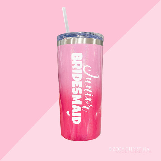 Junior Bridesmaid Tumbler: Pink Ombré Stainless Steel, 16 oz