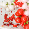 Red Glitter Heart Garland Backdrop: Bridal Shower, Photo Booth Decor (12 Strips)