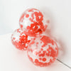 Red Confetti Balloons – Clear Latex Balloons with Red Foil for Nurse & Cherry Parties