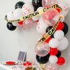 Murder Mystery Balloon Garland – Red, Black & Caution Tape Party Supplies