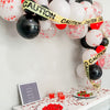 Murder Mystery Balloon Garland – Red, Black & Caution Tape Party Supplies
