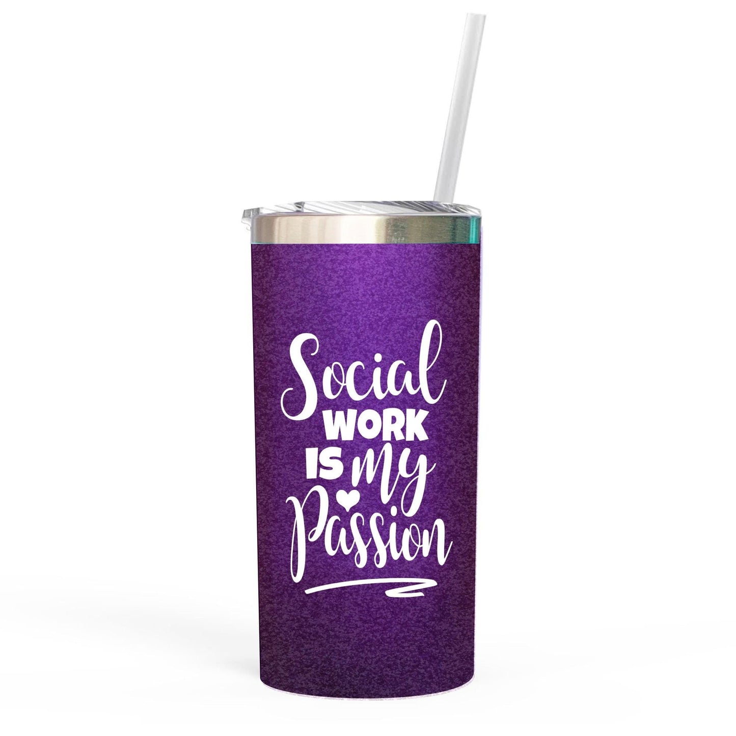 Social Work Passion Tumbler: Purple Iridescent Stainless Steel 16oz Cup