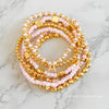 Best Friend Bracelet for 2 - Pink & Gold Stacking Bracelet Set - 6 or 7 Stack Bracelets with Optional Initial Charm