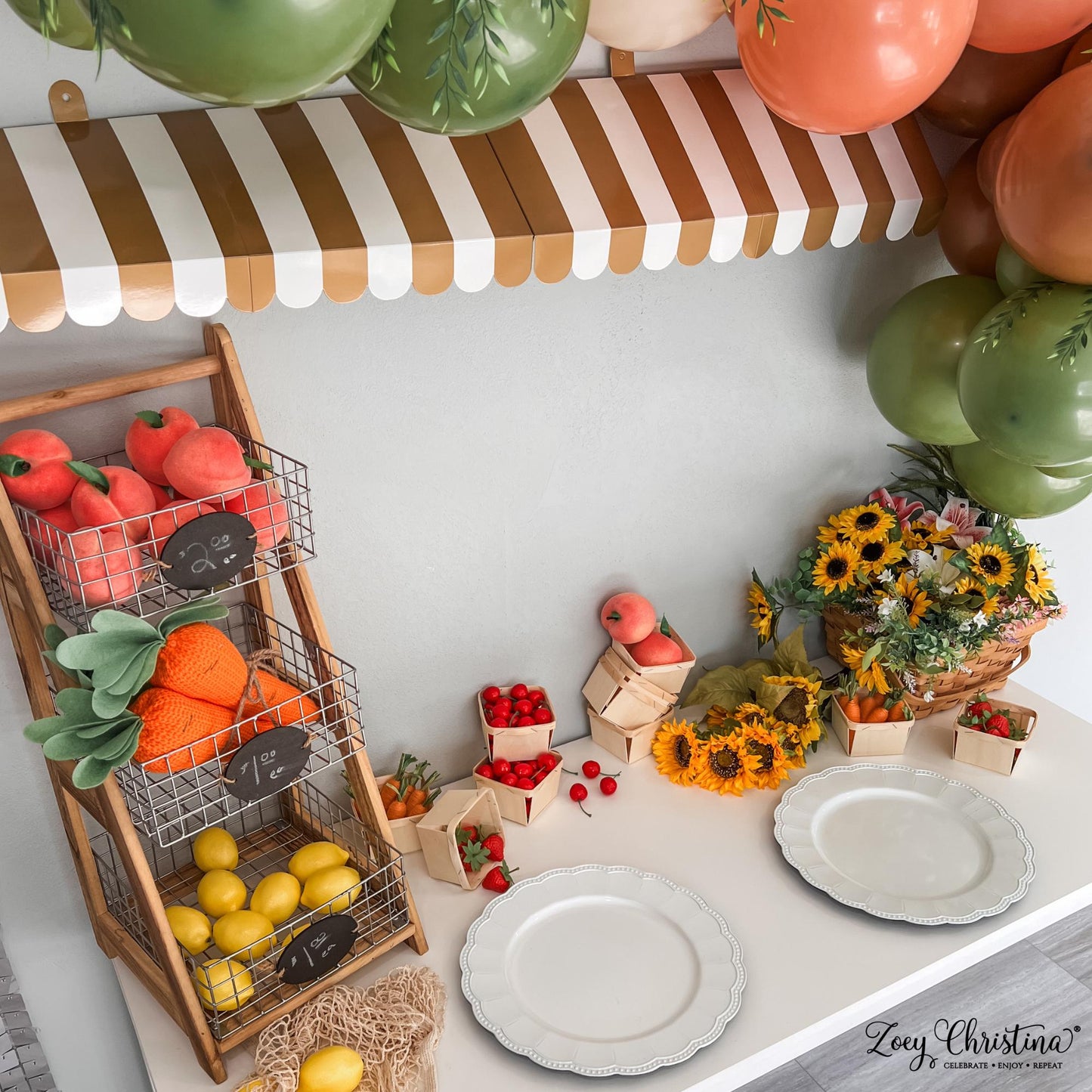 Farmers Market Balloon Bouquet: Rustic Balloon Bundle, Garden Party Balloons