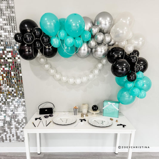 Breakfast at Zoeys Balloon Garland Kit – Elegant Bridal Shower and Brunch Party Decor in Aqua & White
