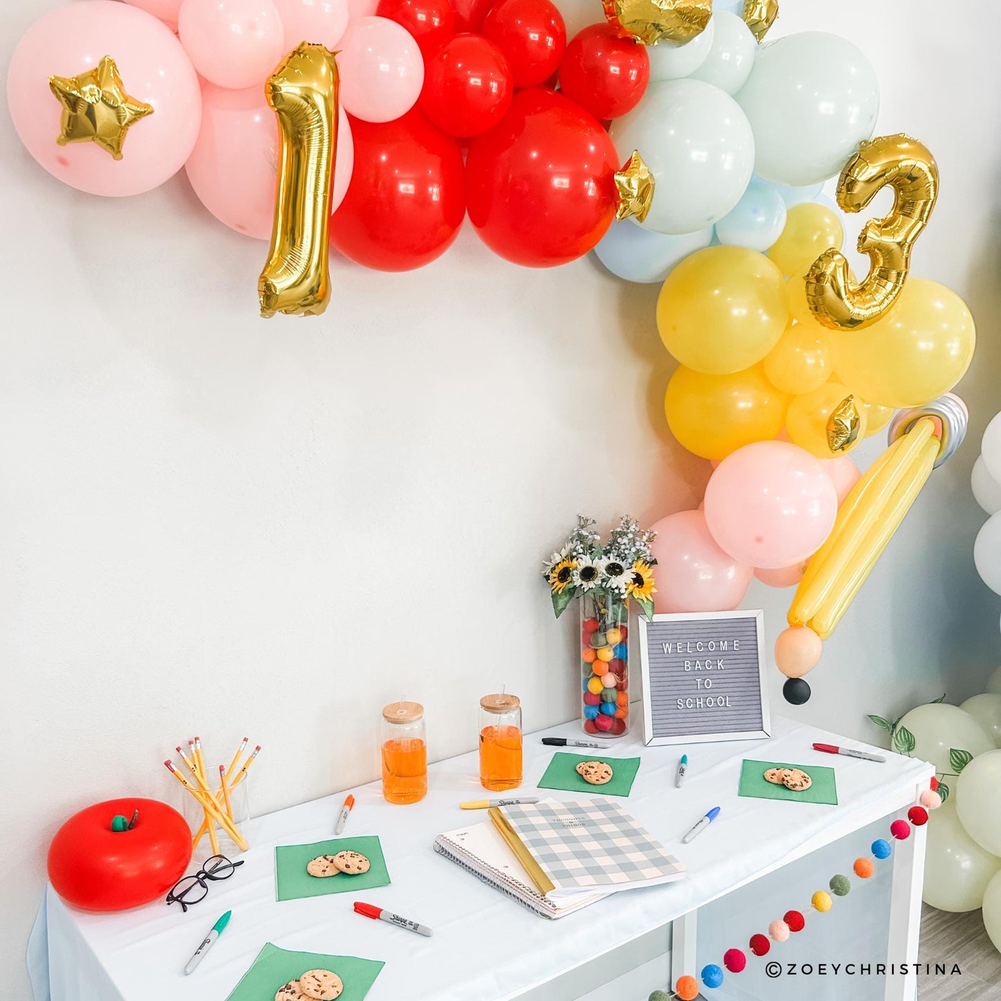 Back to School Balloon Garland Kit | DIY Classroom Vibes Decor | Teacher Door Display + Stars | School Party Arch | 100 days Last day