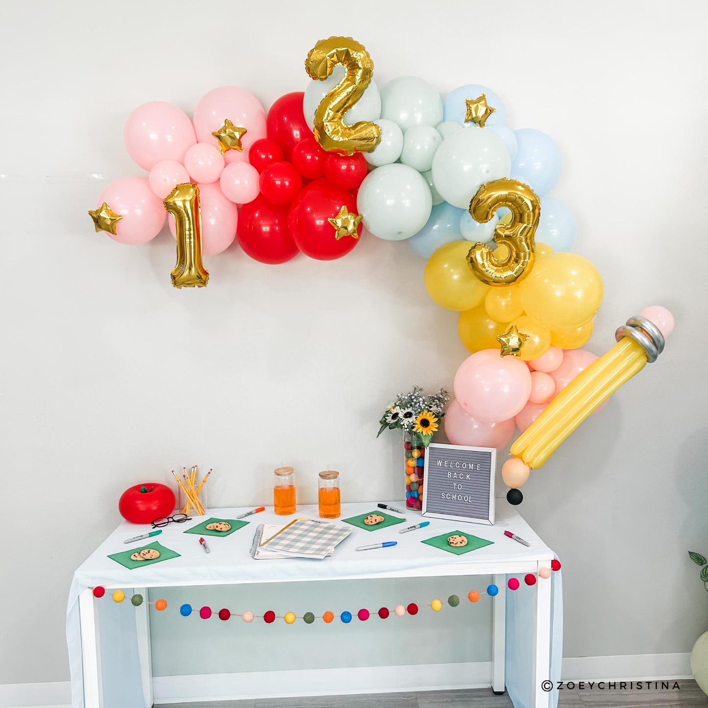 Back to School Balloon Garland Kit | DIY Classroom Vibes Decor | Teacher Door Display + Stars | School Party Arch | 100 days Last day