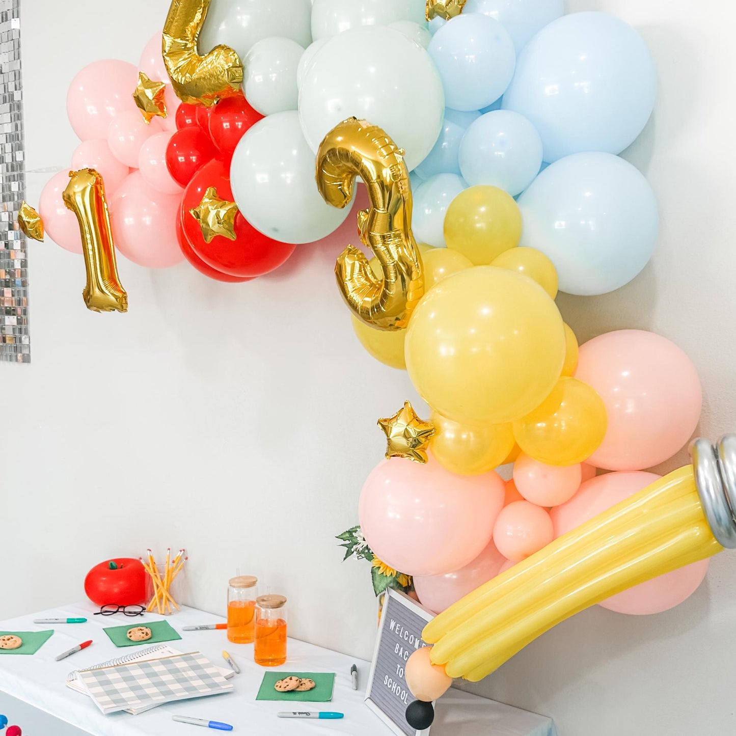 Back to School Balloon Garland Kit | DIY Classroom Vibes Decor | Teacher Door Display + Stars | School Party Arch | 100 days Last day