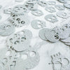100pc Skull or Coffin Glitter Confetti – Halloween Party Table Decor | 1.5&quot; Silver & Black | Spooky Bachelorette | Gothic Cardstock Cutouts