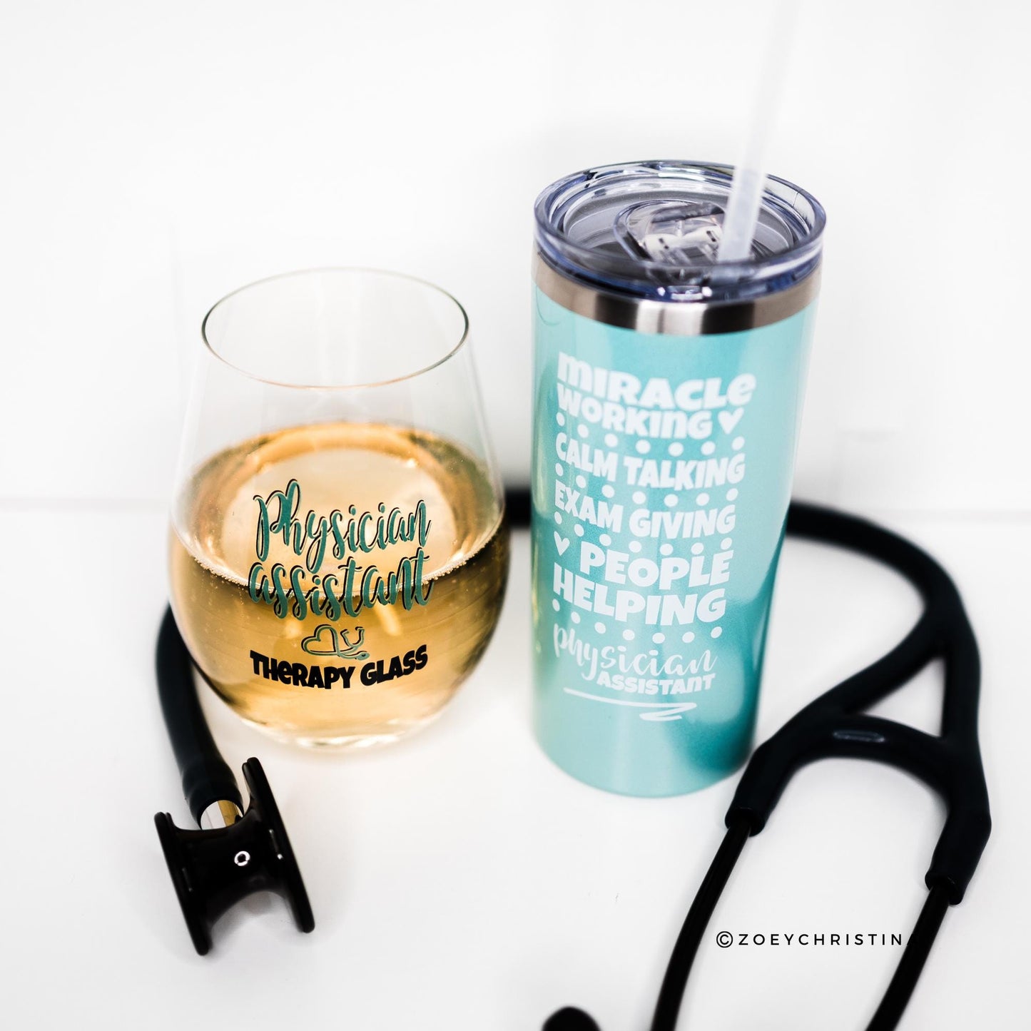 Physician Assistant Iridescent Tumbler: Mint Blue or Purple Stainless Steel Travel Cup