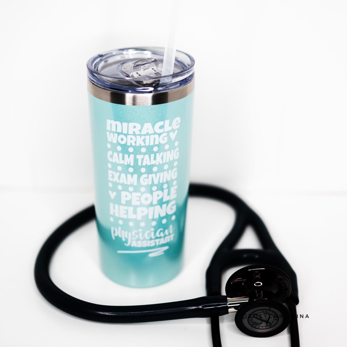 Physician Assistant Iridescent Tumbler: Mint Blue or Purple Stainless Steel Travel Cup