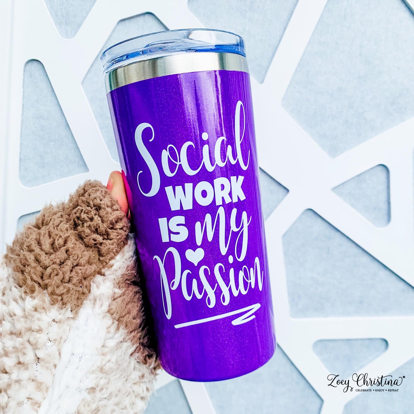 Social Work Passion Tumbler: Purple Iridescent Stainless Steel 16oz Cup