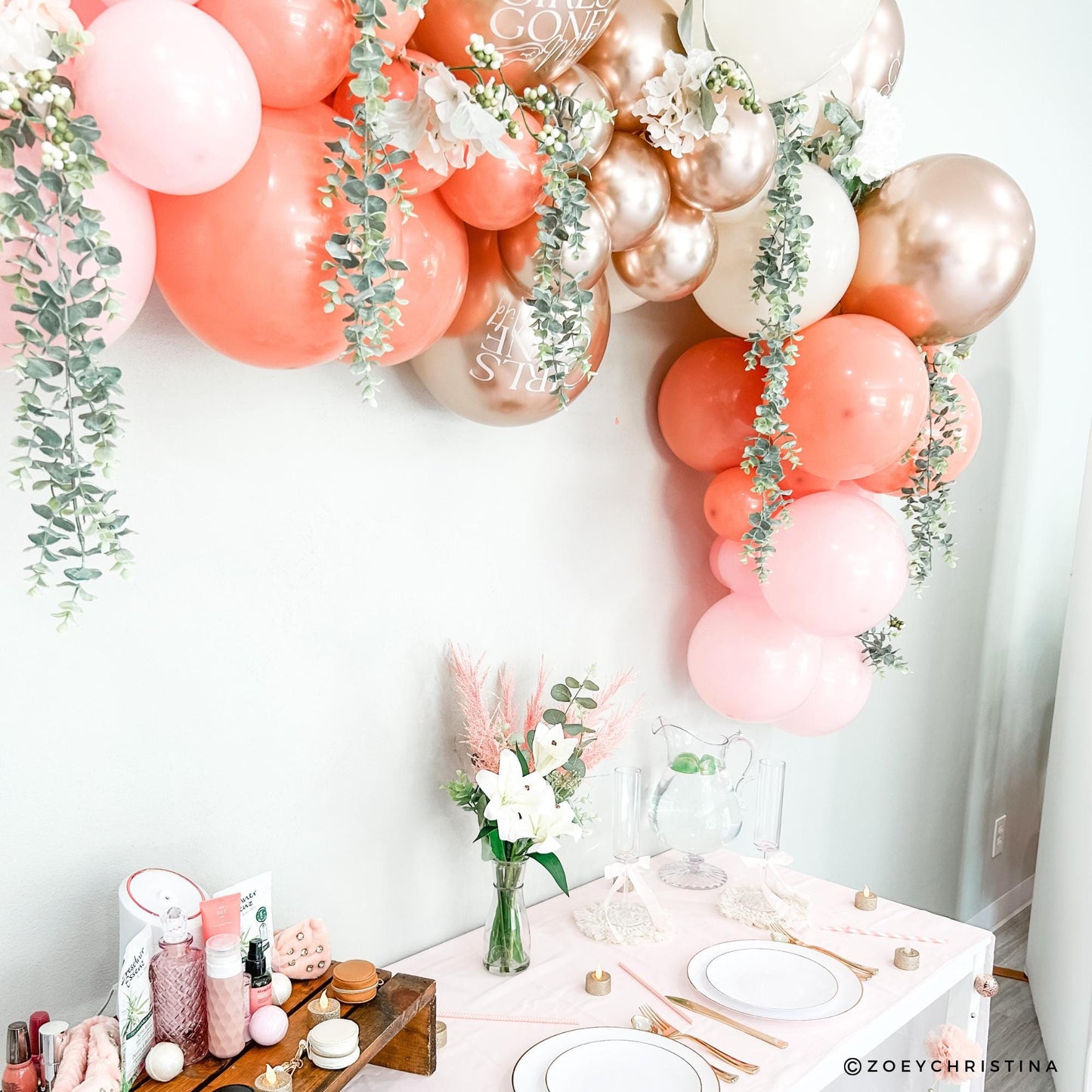 Girls Gone Mild Balloon Garland Kit – Bachelorette Party Decor in Blush & Rose Gold, Neutral Pink Balloon Arch – DIY Kit