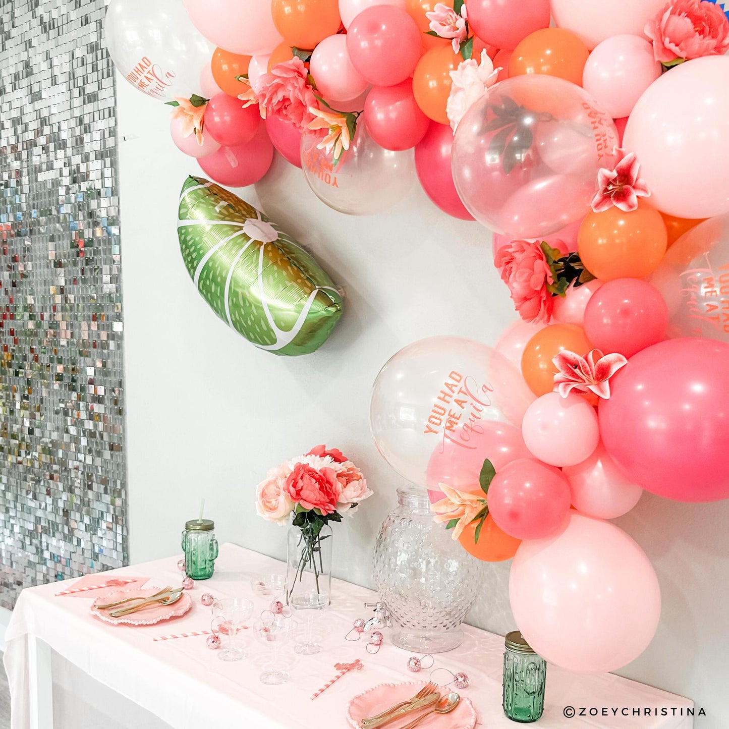 Tequila Sunrise Balloon Garland Kit • Bachelorette Party Decor • 6ft Pink Orange Balloon Arch • You Had Me At Tequila Balloons