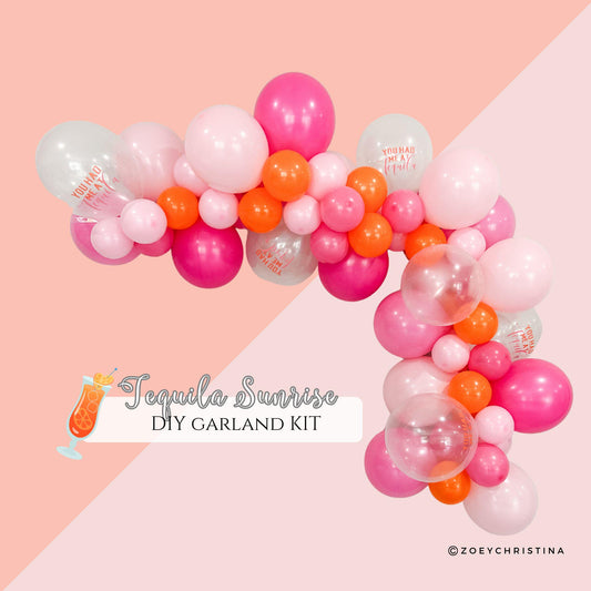 Tequila Sunrise Balloon Garland Kit • Bachelorette Party Decor • 6ft Pink Orange Balloon Arch • You Had Me At Tequila Balloons