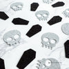 100pc Skull or Coffin Glitter Confetti – Halloween Party Table Decor | 1.5&quot; Silver & Black | Spooky Bachelorette | Gothic Cardstock Cutouts