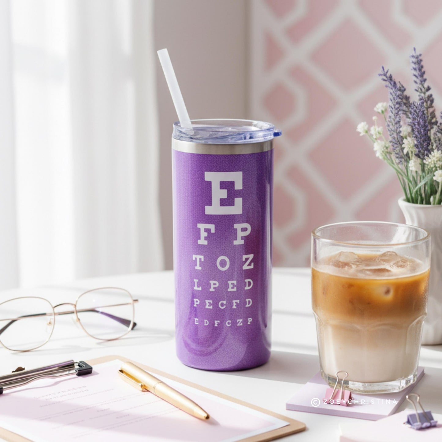 Optometry Coffee Tumbler: Eye Chart Travel Cup for Eye Doctors, Optometrists, Students