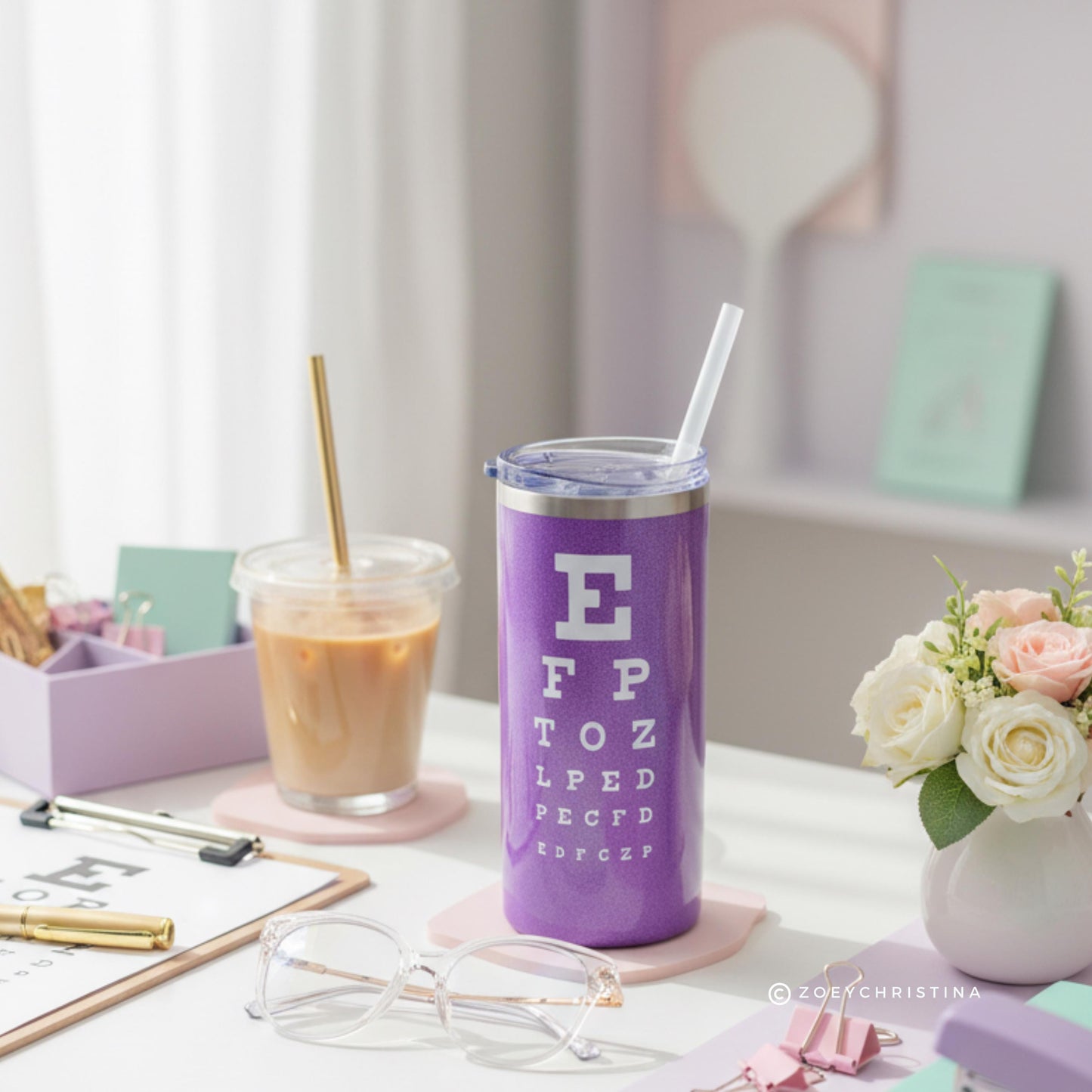 Optometry Coffee Tumbler: Eye Chart Travel Cup for Eye Doctors, Optometrists, Students