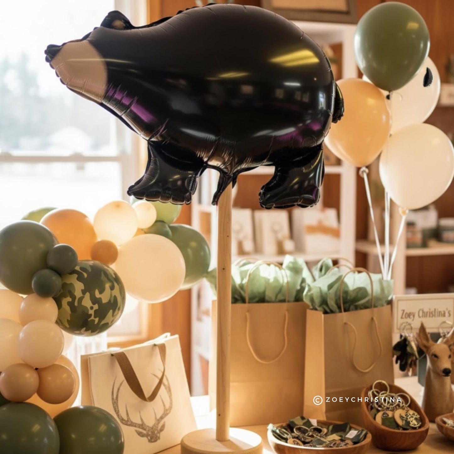Black Bear Balloon: Woodland Bachelorette Party Decor