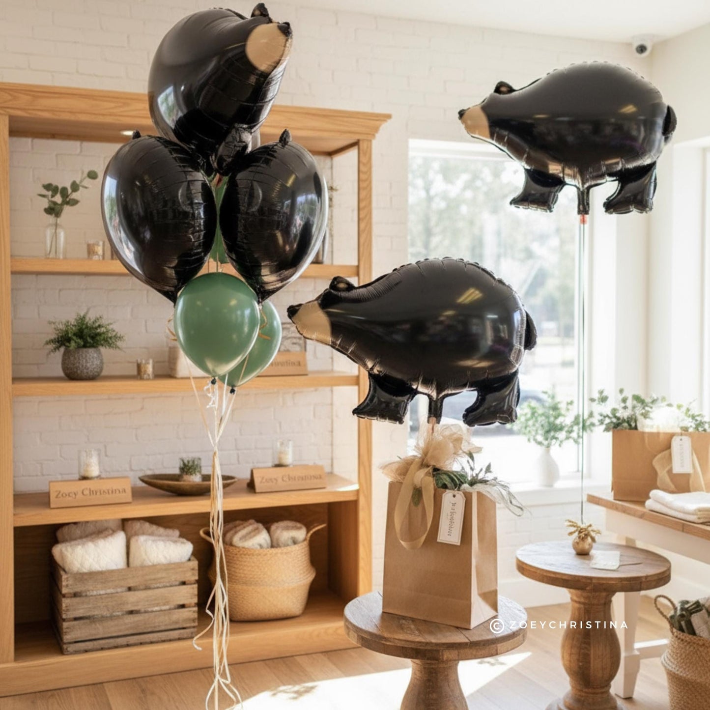 Black Bear Balloon: Woodland Bachelorette Party Decor