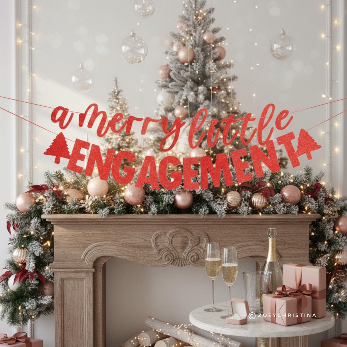 A Merry Little Engagement Banner Kit: Holiday Engagement Party Decorations