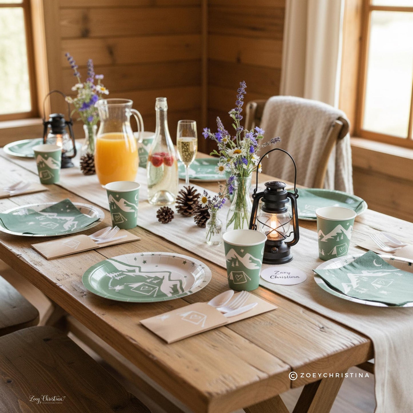 Camping Bachelorette Party Decorations: Plates, Cups, Napkins, Cutlery