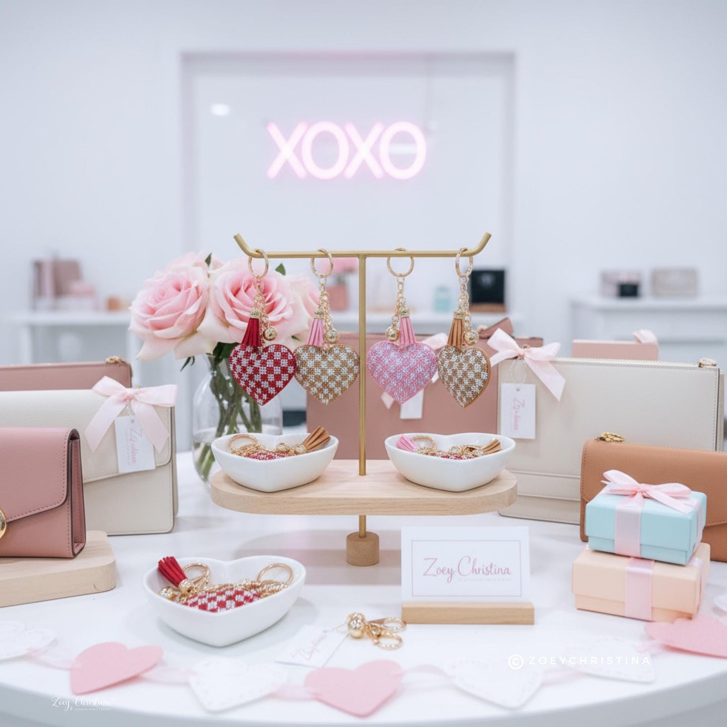 Rhinestone Heart Keychain: Sparkly Purse Charm with Tassel