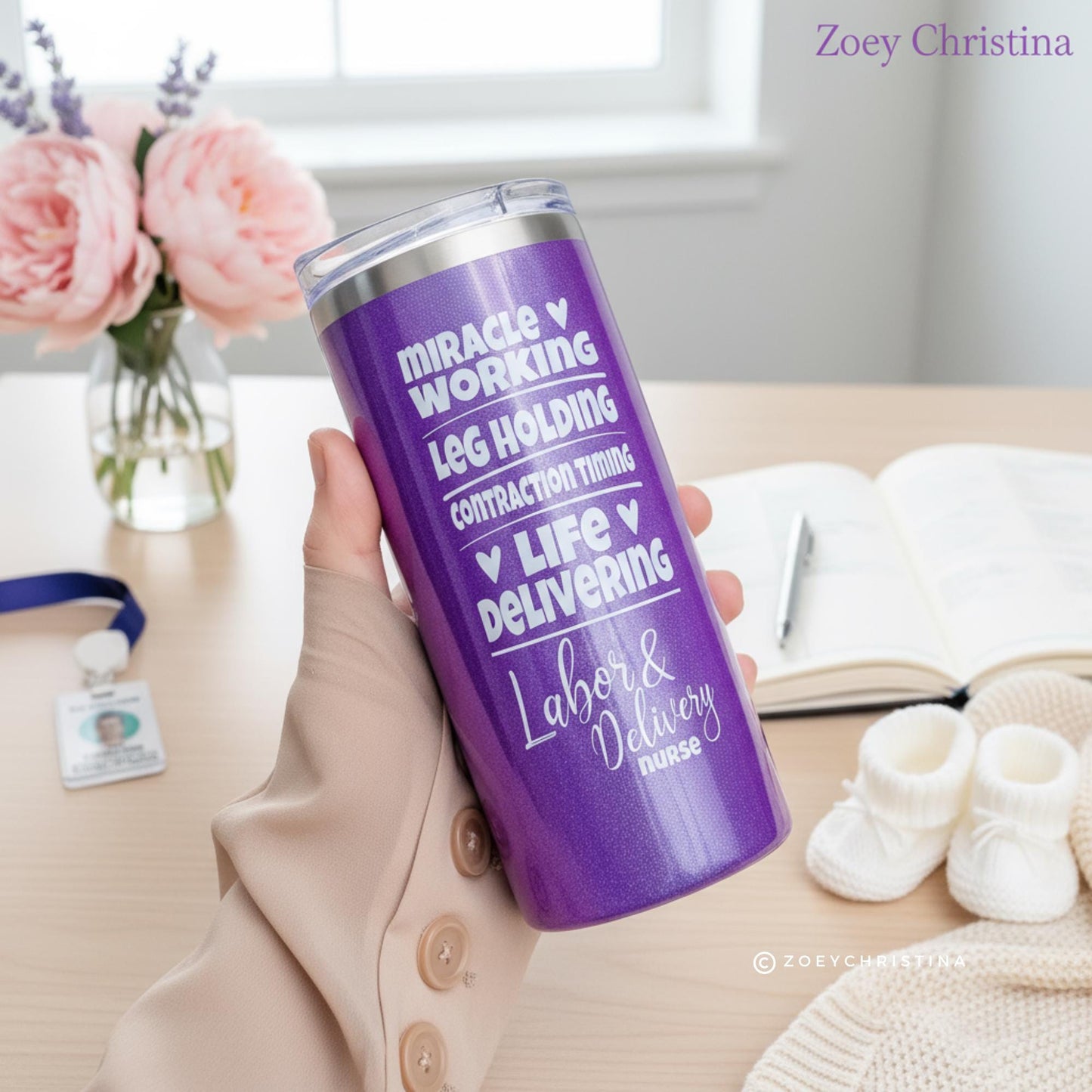 Labor and Delivery Nurse Tumbler: 16oz Stainless Steel Travel Mug