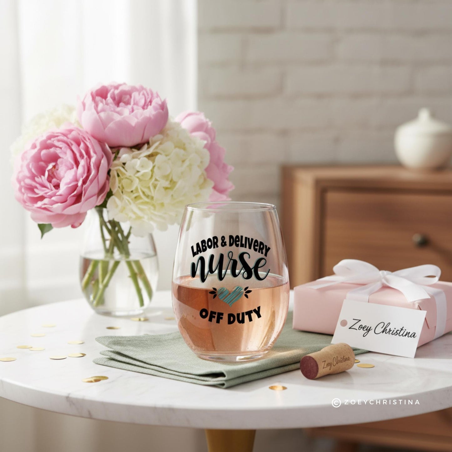 Labor and Delivery Nurse Wine Glass: Off Duty or Retirement Gift