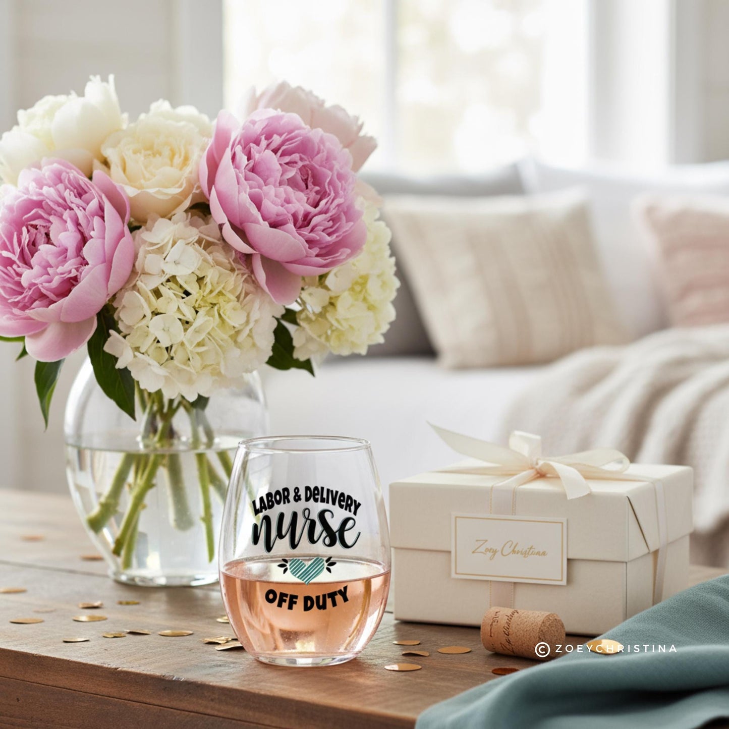 Labor and Delivery Nurse Wine Glass: Off Duty or Retirement Gift
