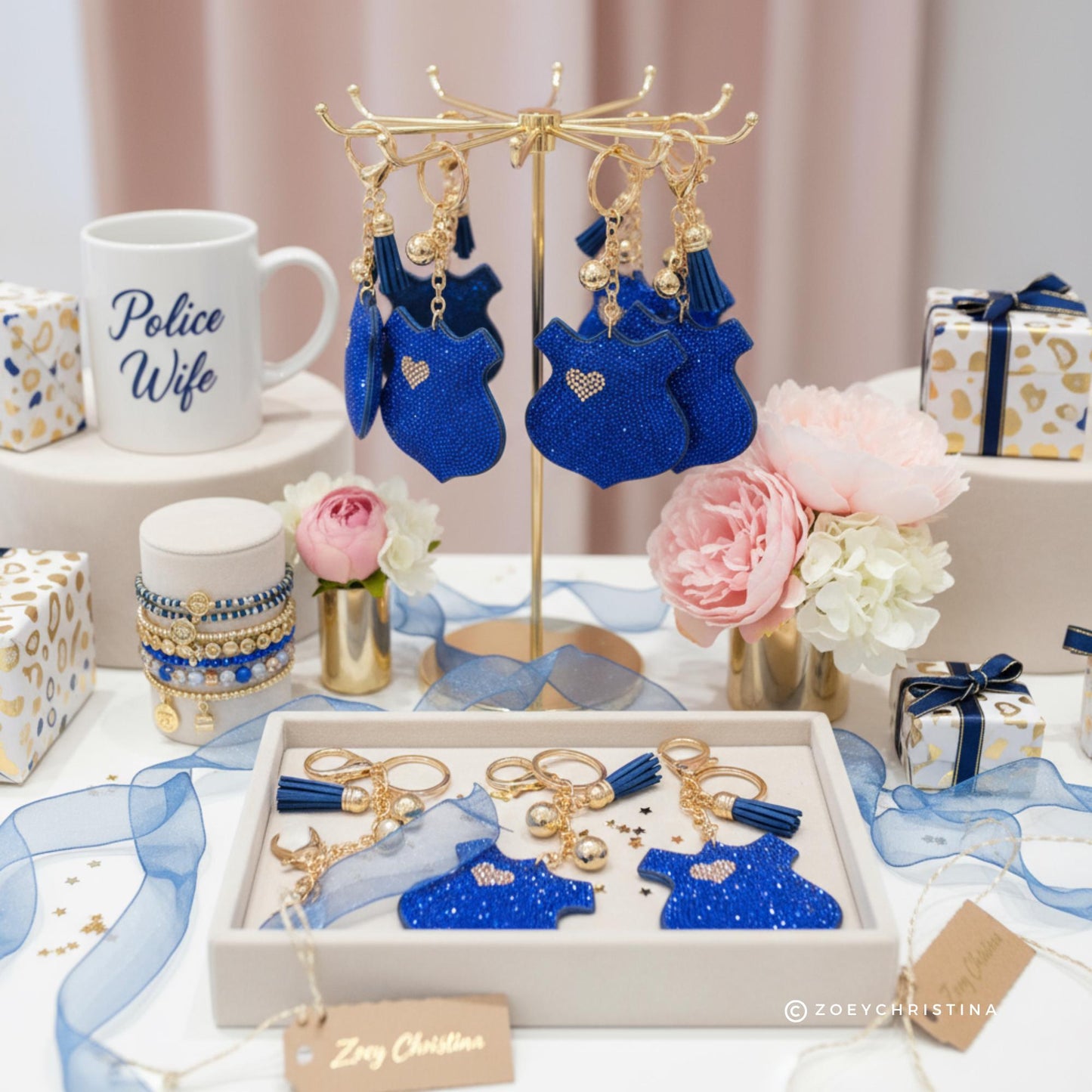 Police Badge Keychain: Law Enforcement Support Gift for LEO Spouses & Moms