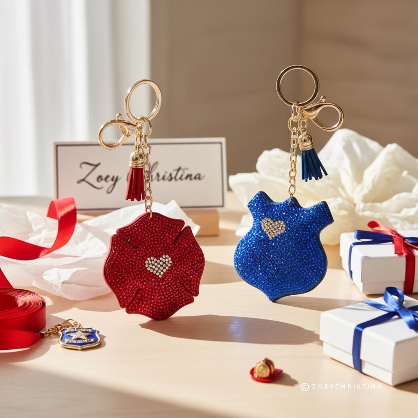 Police Badge Keychain: Law Enforcement Support Gift for LEO Spouses & Moms